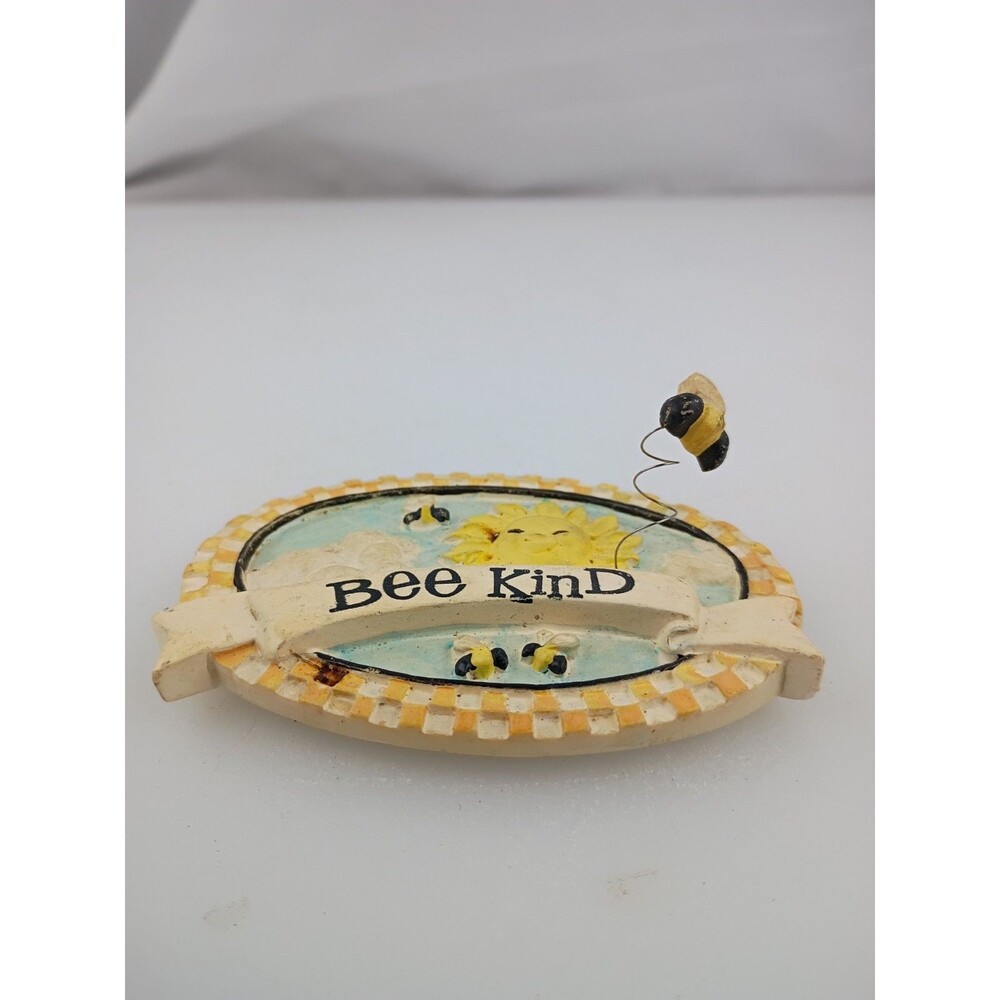 Vintage Always Be Kind Magnet  Round  Ceramic Smiley Sun With Bee's